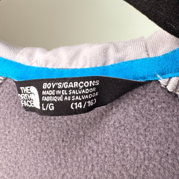 The North Face Kids Large Windbreaker Full Zip Jacket Hoodie Black & Blue Accent - Picture 3 of 3